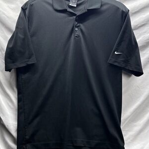 Nike Men’s Large Black Dri-Fit UV Polo with White Swoosh